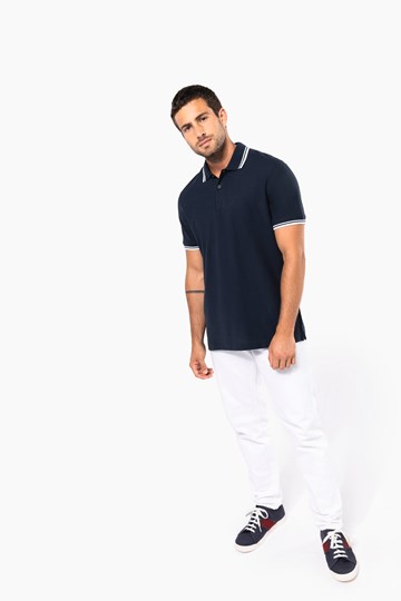 Polo homme manches courtes à liserés contrastés