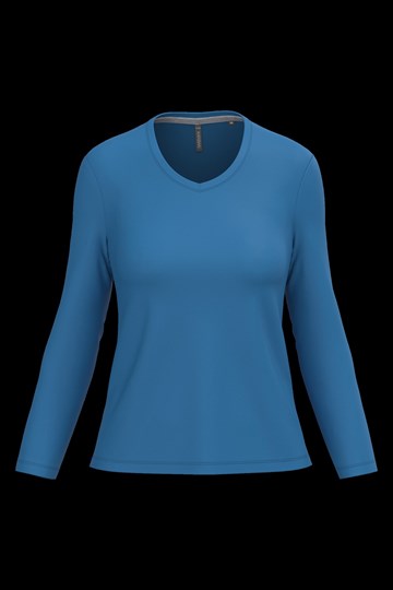 T-shirt col V manches longues femme