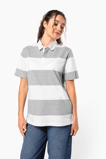 Polo rugby rayé manches courtes unisexe