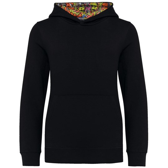 Sweat-shirt à capuche contrastée à motifs enfant unisexe