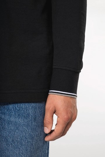 Polo maille piquée manches longues homme