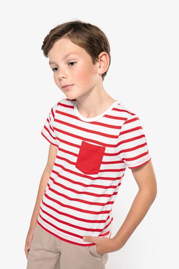 T-shirt rayé marin avec poche manches courtes enfant