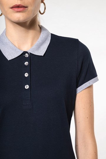Polo piqué bicolore femme