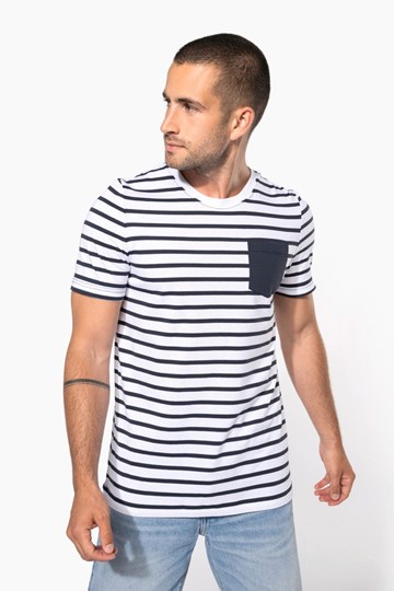 T-shirt rayé marin avec poche manches courtes homme