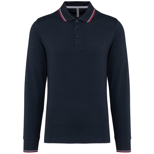 Polo maille piquée manches longues homme