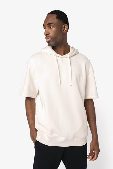 Sweat-shirt écoresponsable à capuche à épaules tombantes manches courtes French Terry unisexe