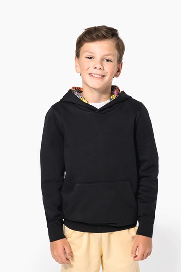 Sweat-shirt à capuche contrastée à motifs enfant unisexe
