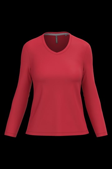T-shirt col V manches longues femme