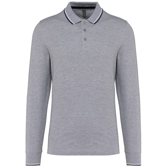 Polo maille piquée manches longues homme