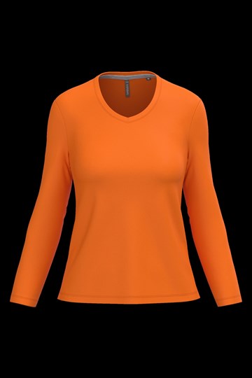 T-shirt col V manches longues femme