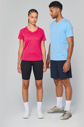 T-shirt de sport manches courtes col v femme