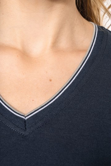 T-shirt maille piquée col V femme