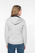 Sweat-shirt zippé capuche contrastée femme