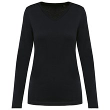 T-shirt Supima® col V manches longues femme