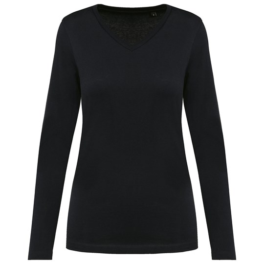 T-shirt Supima® col V manches longues femme
