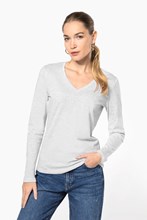 T-shirt col V manches longues femme