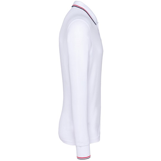 Polo maille piquée manches longues homme