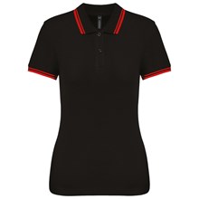 Polo femme manches courtes à liserés contrastés