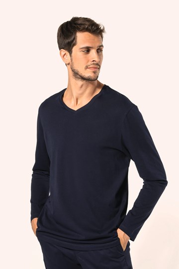 T-shirt Supima® col V manches longues homme