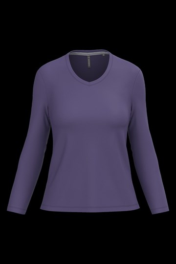 T-shirt col V manches longues femme