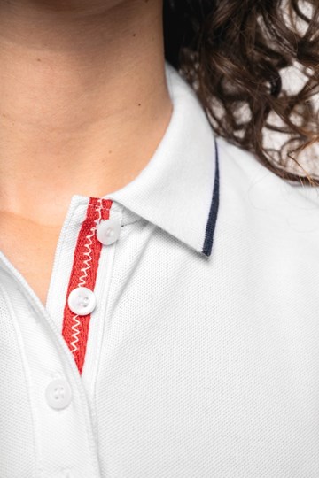 Polo maille piquée manches courtes femme
