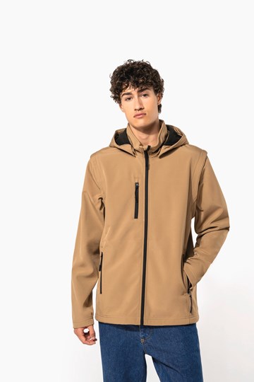 Veste Softshell 3 couches à capuche avec manches amovibles unisexe