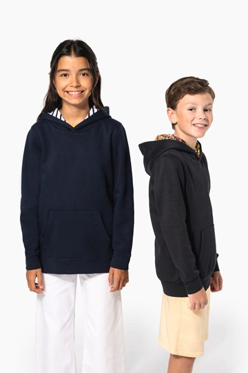 Sweat-shirt à capuche contrastée à motifs enfant unisexe