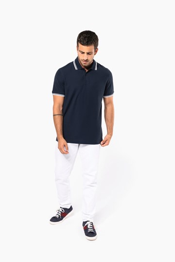 Polo homme manches courtes à liserés contrastés