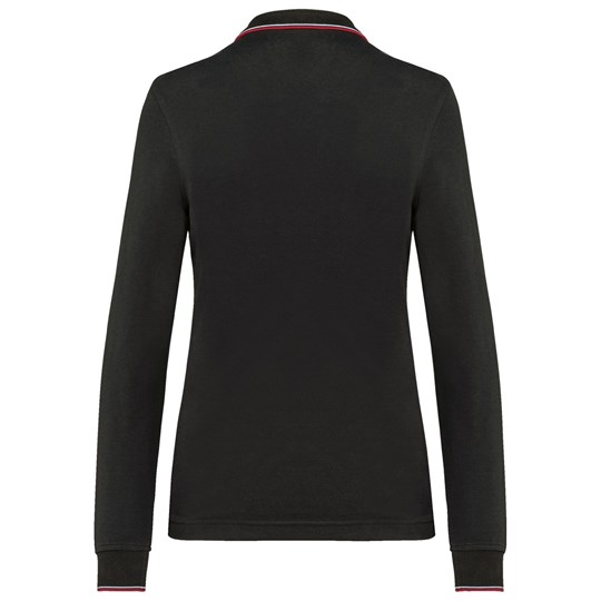 Polo maille piquée manches longues femme
