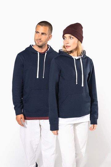 Sweat-shirt à capuche contrastée à motifs unisexe
