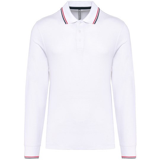 Polo maille piquée manches longues homme