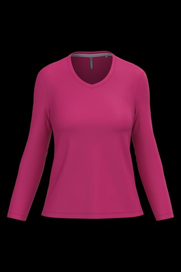 T-shirt col V manches longues femme