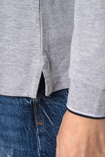 Polo maille piquée manches longues femme