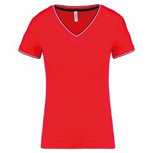 T-shirt maille piquée col V femme