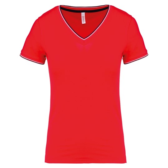 T-shirt maille piquée col V femme