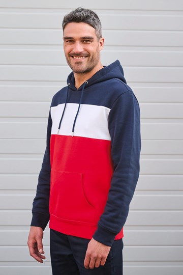 Sweat-shirt tricolore à capuche unisexe