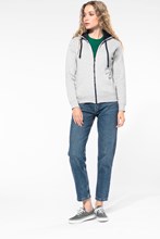 Sweat-shirt zippé capuche contrastée femme