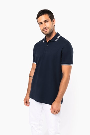 Polo homme manches courtes à liserés contrastés