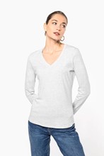 T-shirt col V manches longues femme