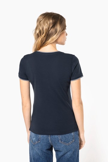 T-shirt maille piquée col V femme